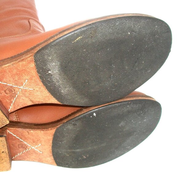 Massimo Dutti Caramel Leather Mid-Calf Side Zip Boots 7M - Picture 9 of 11